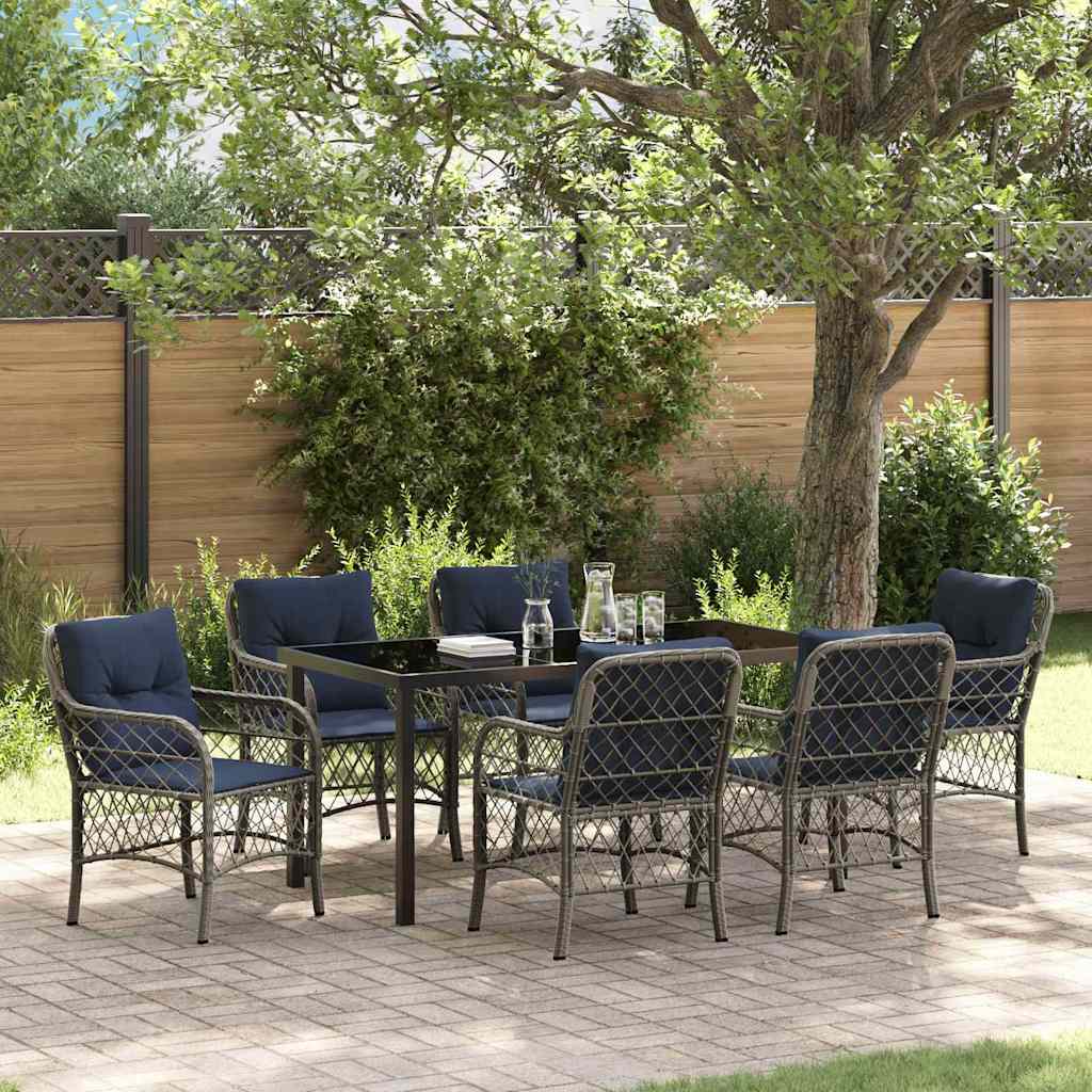 vidaXL Tuin Eettafel Set met kussen 5 pcs Grijs en Zwart Rattan