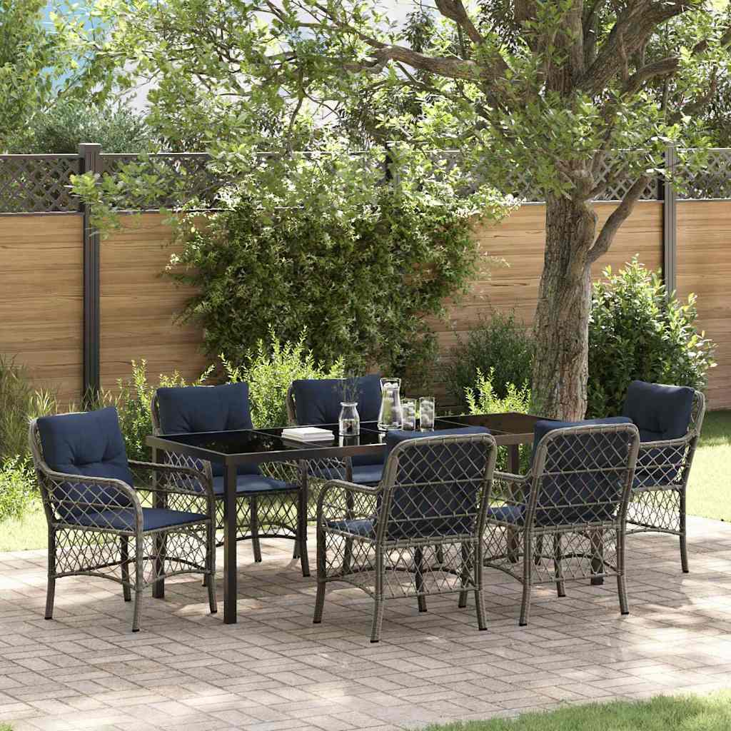 vidaXL Tuin Eettafel Set met kussen 5 pcs Grijs en Zwart Rattan