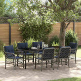 vidaXL Tuin Eettafel Set met kussen 5 pcs Grijs en Zwart Rattan