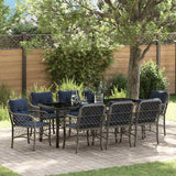 vidaXL Tuin Eettafel Set met kussen 5 pcs Grijs en Zwart Rattan