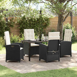 vidaXL Tuin Eettafel Set met kussen 3 pcs Zwart poly rattan