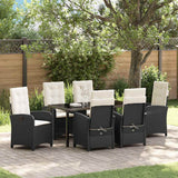 vidaXL Tuin Eettafel Set met kussen 3 pcs Zwart poly rattan