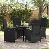 vidaXL Tuin Eettafel Set met kussen 3 pcs Zwart poly rattan