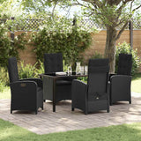 vidaXL Tuin Eettafel Set met kussen 3 pcs Zwart poly rattan