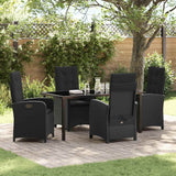 vidaXL Tuin Eettafel Set met kussen 3 pcs Zwart poly rattan