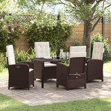 vidaXL Tuin Eettafel Set met kussen 3 pcs Zwart poly rattan