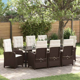 vidaXL Tuin Eettafel Set met kussen 3 pcs Zwart poly rattan