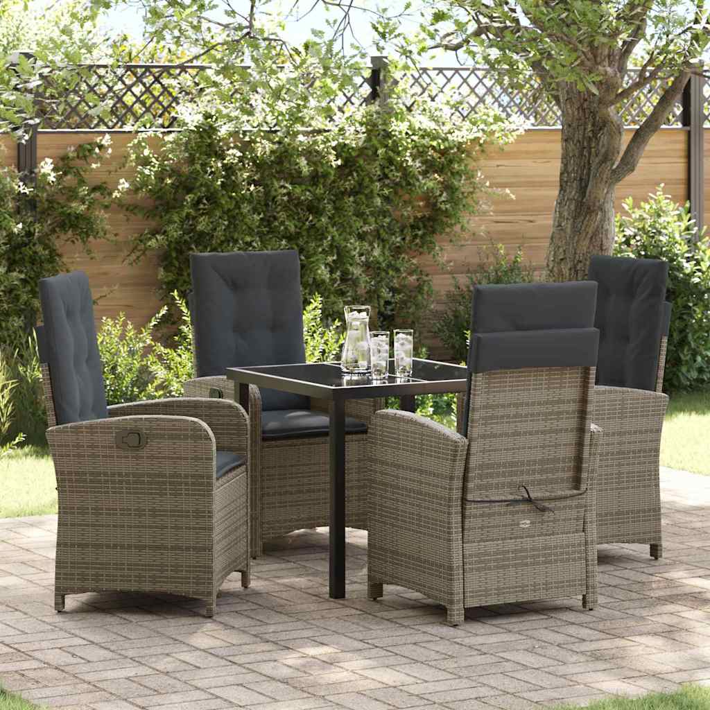 vidaXL Tuin Eettafel Set met kussen 3 pcs Zwart poly rattan