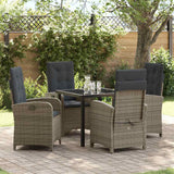 vidaXL Tuin Eettafel Set met kussen 3 pcs Zwart poly rattan