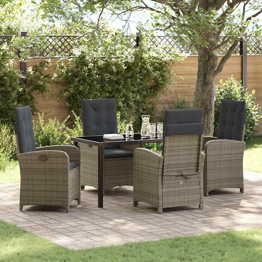 vidaXL Tuin Eettafel Set met kussen 3 pcs Zwart poly rattan