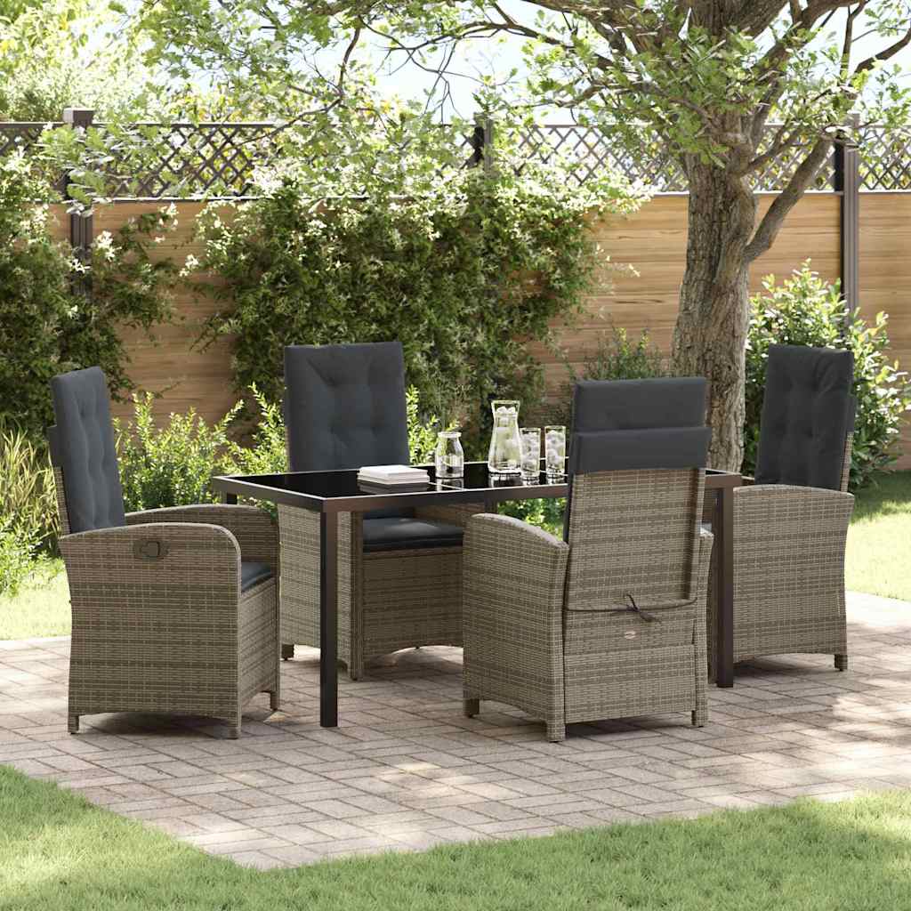 vidaXL Tuin Eettafel Set met kussen 3 pcs Zwart poly rattan