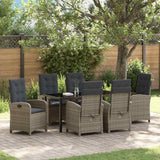 vidaXL Tuin Eettafel Set met kussen 3 pcs Zwart poly rattan