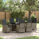 vidaXL Tuin Eettafel Set met kussen 3 pcs Zwart poly rattan