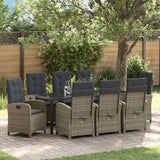 vidaXL Tuin Eettafel Set met kussen 3 pcs Zwart poly rattan