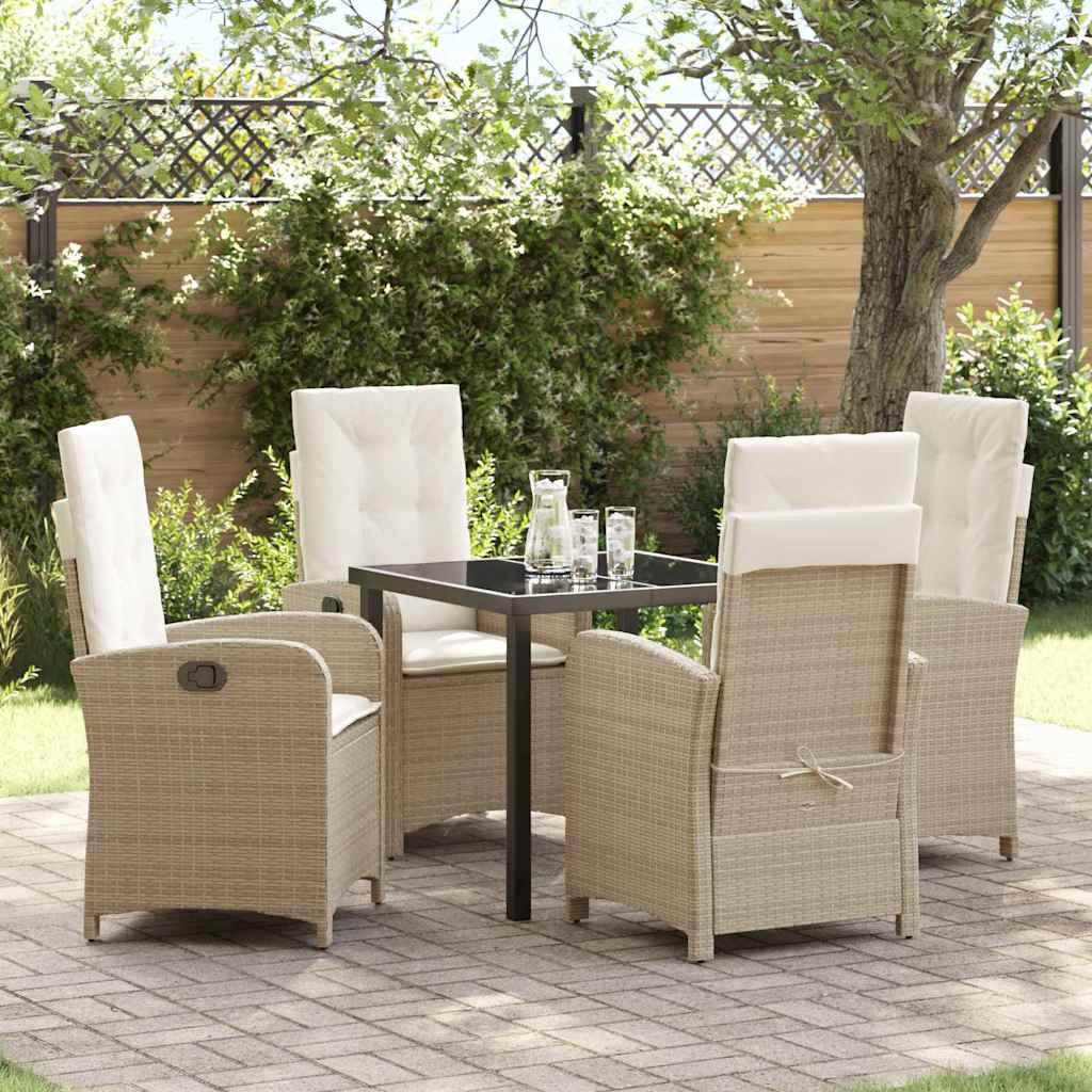vidaXL Tuin Eettafel Set met kussen 3 pcs Zwart poly rattan