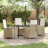 vidaXL Tuin Eettafel Set met kussen 3 pcs Zwart poly rattan