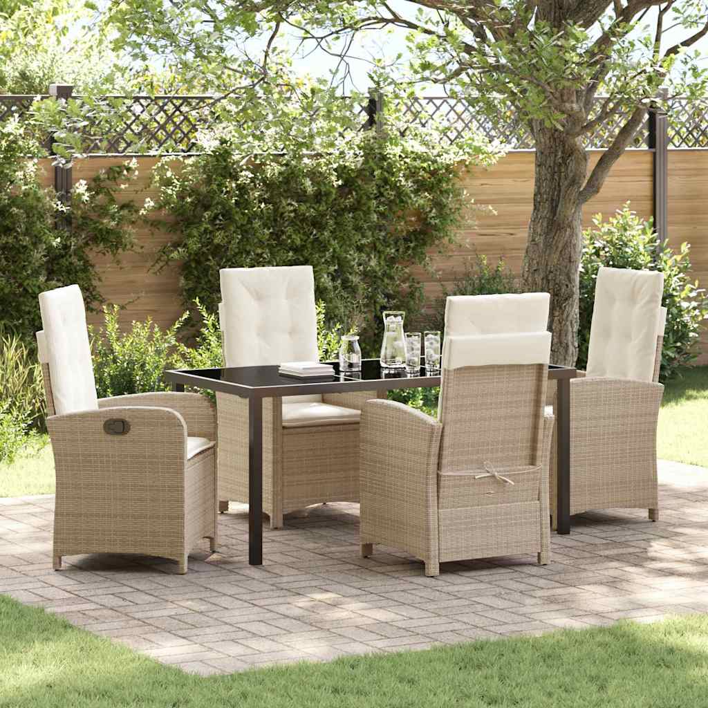 vidaXL Tuin Eettafel Set met kussen 3 pcs Zwart poly rattan