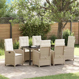 vidaXL Tuin Eettafel Set met kussen 3 pcs Zwart poly rattan