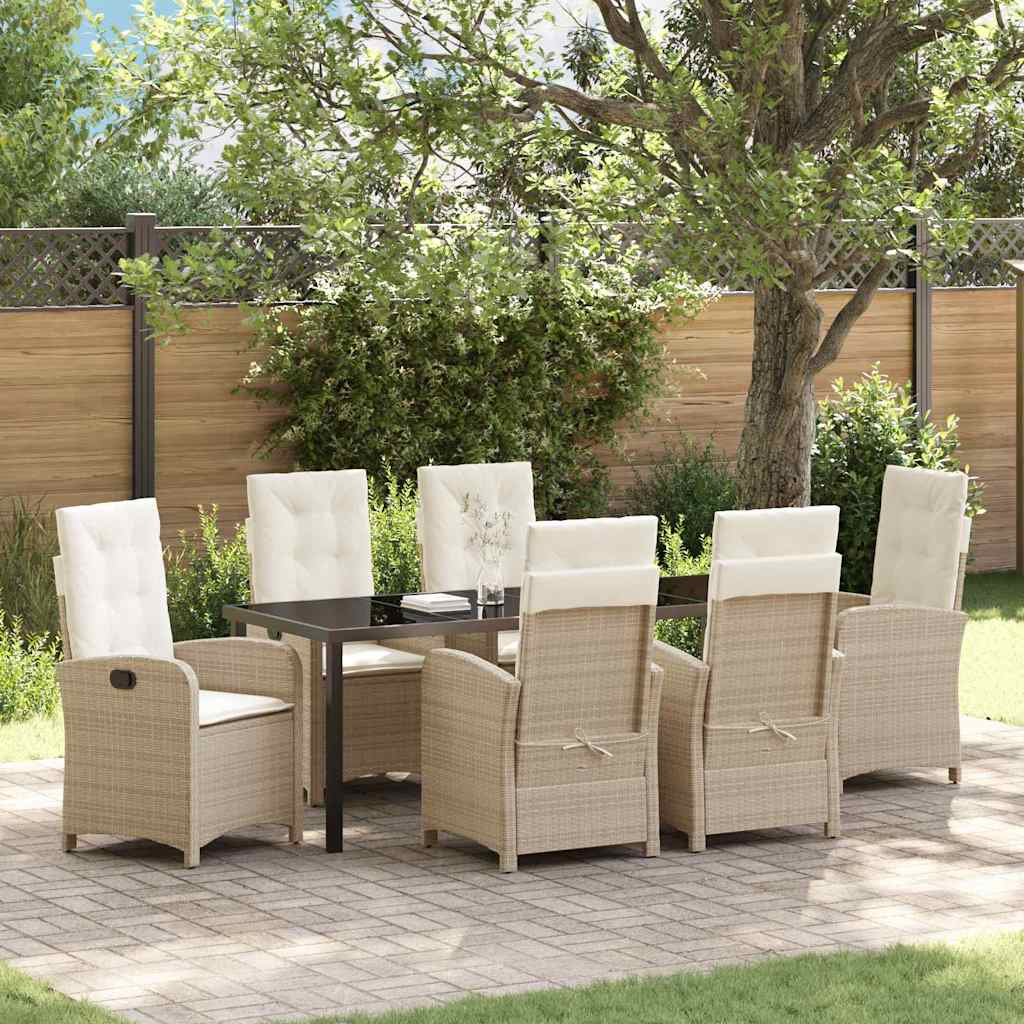 vidaXL Tuin Eettafel Set met kussen 3 pcs Zwart poly rattan