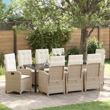 vidaXL Tuin Eettafel Set met kussen 3 pcs Zwart poly rattan