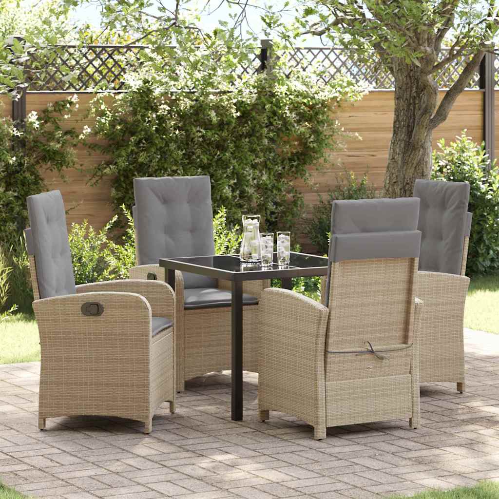 vidaXL Tuin Eettafel Set met kussen 3 pcs Zwart poly rattan