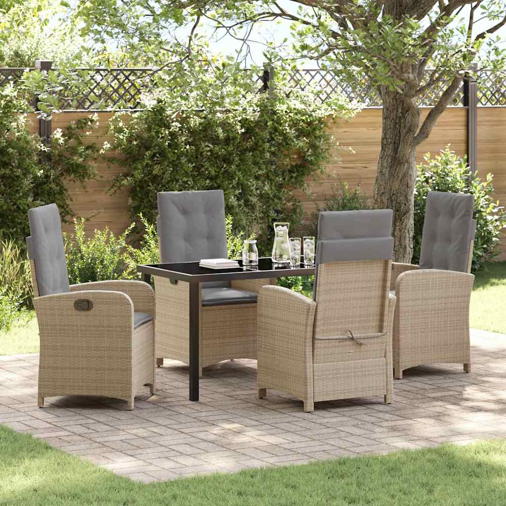 vidaXL Tuin Eettafel Set met kussen 3 pcs Zwart poly rattan