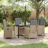 vidaXL Tuin Eettafel Set met kussen 3 pcs Zwart poly rattan