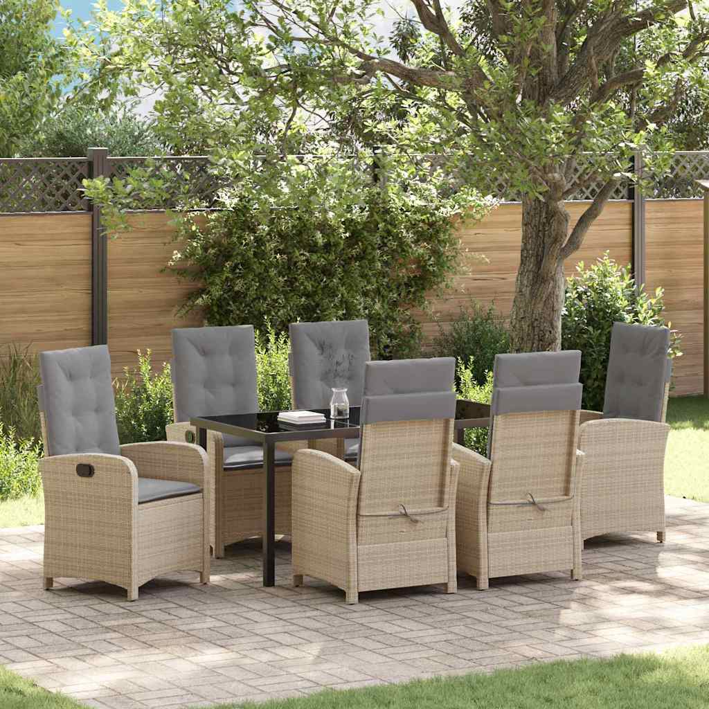 vidaXL Tuin Eettafel Set met kussen 3 pcs Zwart poly rattan
