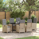 vidaXL Tuin Eettafel Set met kussen 3 pcs Zwart poly rattan