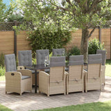 vidaXL Tuin Eettafel Set met kussen 3 pcs Zwart poly rattan