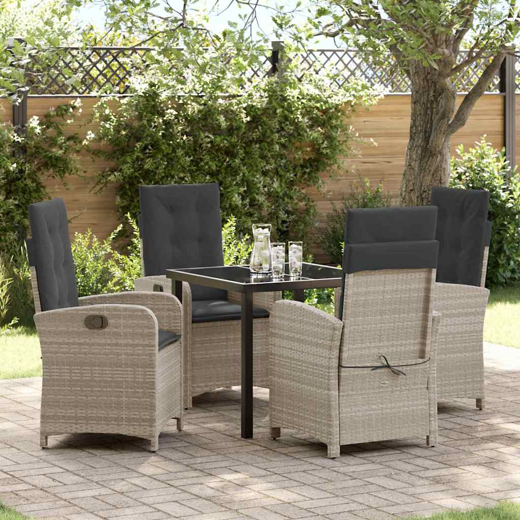 vidaXL Tuin Eettafel Set met kussen 3 pcs Zwart poly rattan