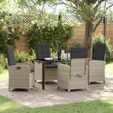 vidaXL Tuin Eettafel Set met kussen 3 pcs Zwart poly rattan