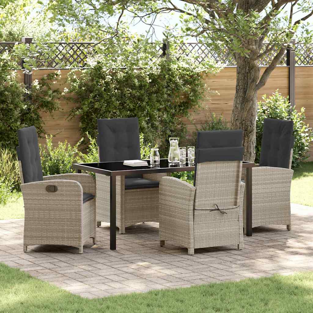 vidaXL Tuin Eettafel Set met kussen 3 pcs Zwart poly rattan