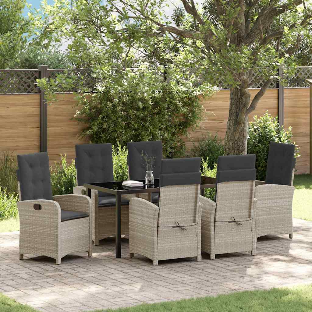 vidaXL Tuin Eettafel Set met kussen 3 pcs Zwart poly rattan