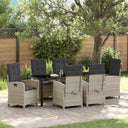 vidaXL Tuin Eettafel Set met kussen 3 pcs Zwart poly rattan