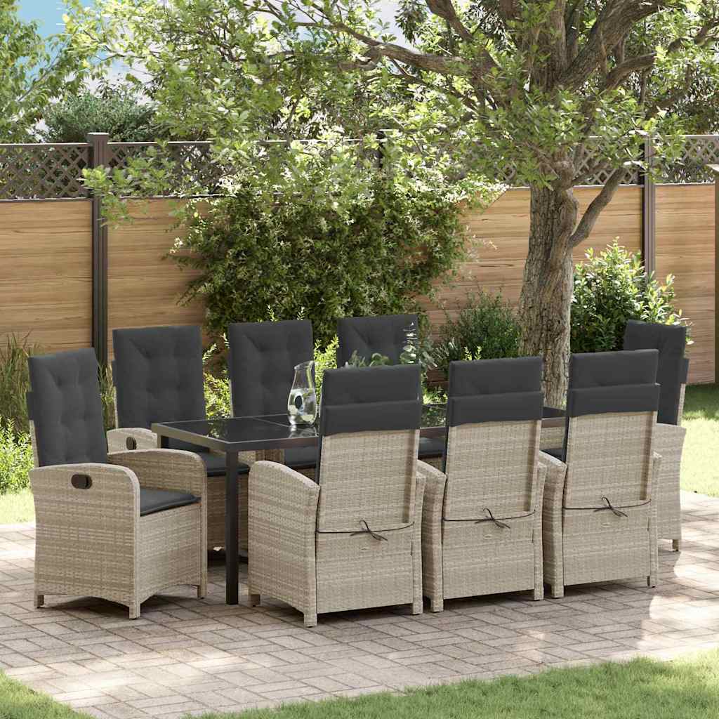 vidaXL Tuin Eettafel Set met kussen 3 pcs Zwart poly rattan