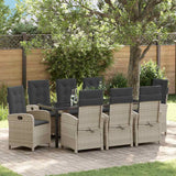 vidaXL Tuin Eettafel Set met kussen 3 pcs Zwart poly rattan
