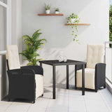 vidaXL Garden Dining Set with Cushions 3 pcs Black Poly Rattan