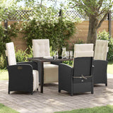 vidaXL Garden Dining Set with Cushions 3 pcs Black Poly Rattan