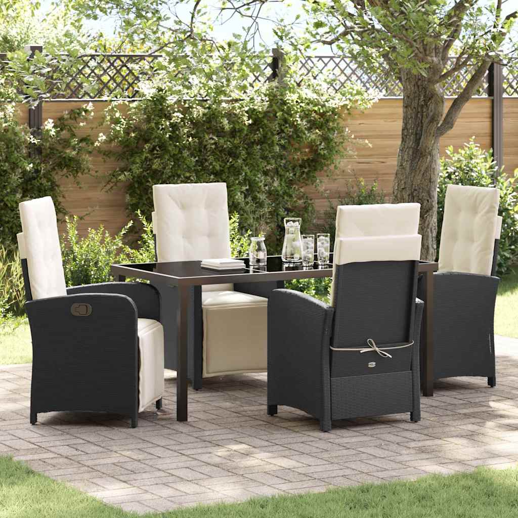 vidaXL Garden Dining Set with Cushions 3 pcs Black Poly Rattan