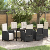 vidaXL Garden Dining Set with Cushions 3 pcs Black Poly Rattan