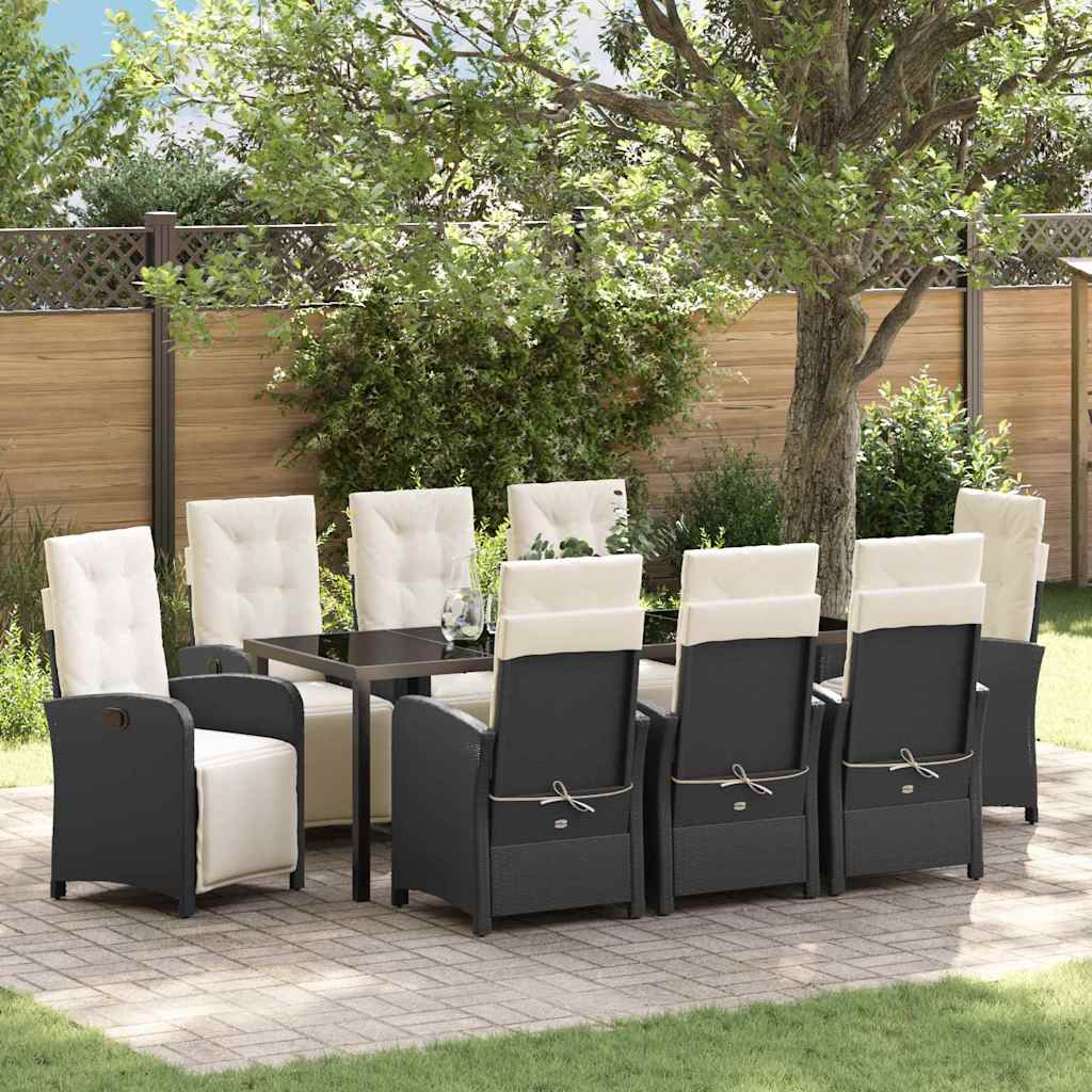 vidaXL Garden Dining Set with Cushions 3 pcs Black Poly Rattan