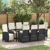 vidaXL Garden Dining Set with Cushions 3 pcs Black Poly Rattan