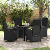 vidaXL Garden Dining Set with Cushions 3 pcs Black Poly Rattan