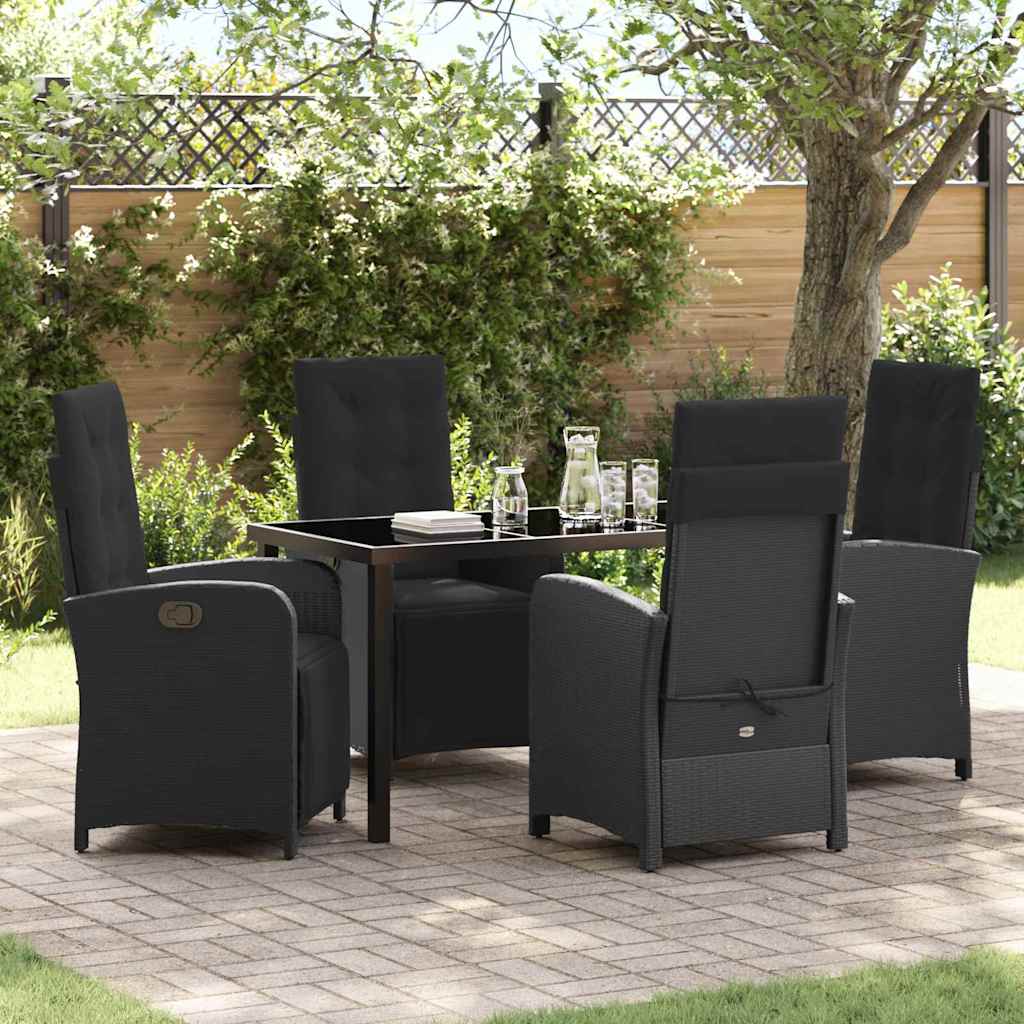 vidaXL Garden Dining Set with Cushions 3 pcs Black Poly Rattan