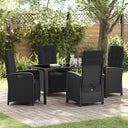 vidaXL Garden Dining Set with Cushions 3 pcs Black Poly Rattan