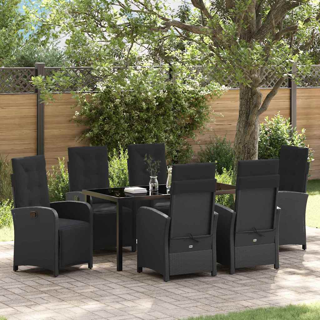 vidaXL Garden Dining Set with Cushions 3 pcs Black Poly Rattan
