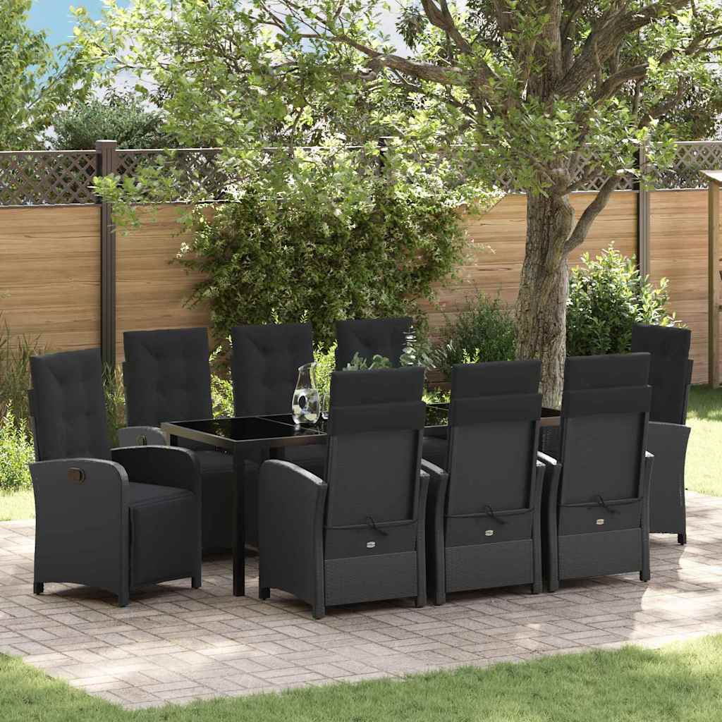 vidaXL Garden Dining Set with Cushions 3 pcs Black Poly Rattan