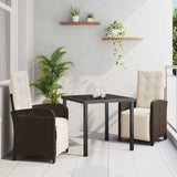 vidaXL Garden Dining Set with Cushions 3 pcs Black Poly Rattan