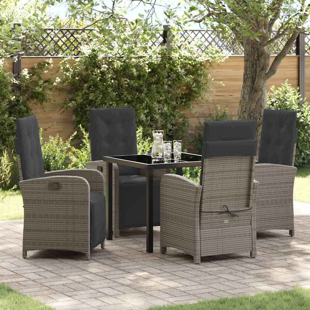 vidaXL Garden Dining Set with Cushions 3 pcs Black Poly Rattan